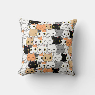 Cute cat pattern throw pillow