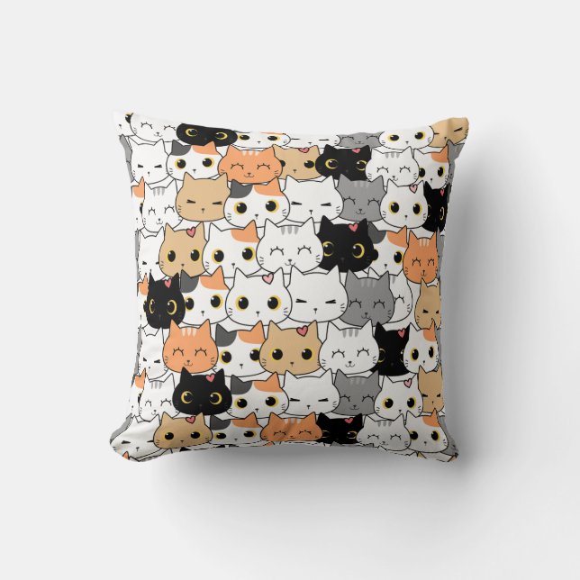 Cute cat pattern  throw pillow (Front)
