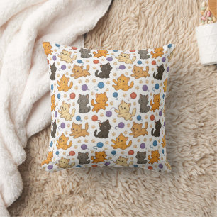 Cute Cat Pattern Throw Pillow