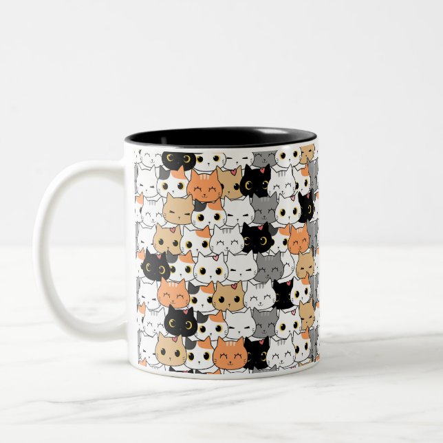 Cute cat pattern  Two-Tone coffee mug (Left)
