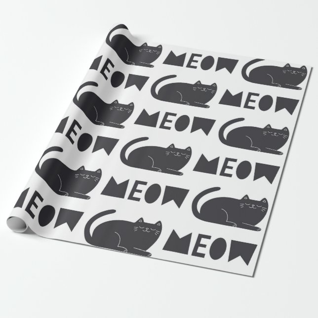 cute cat pattern. Vintage illustration Wrapping Paper (Unrolled)