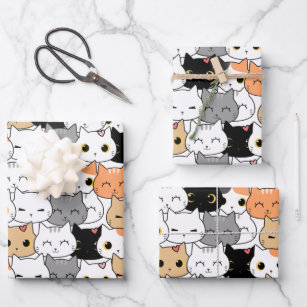 Cute Cat Pattern Wrapping Paper Sheet