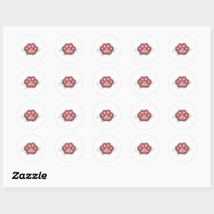  Cute Cat Paw "MEOW" Calligraphy – Adorable Kitty  Classic Round Sticker