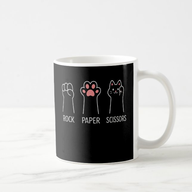 Cute Cat Paw Rock Paper Scissors  Coffee Mug (Right)