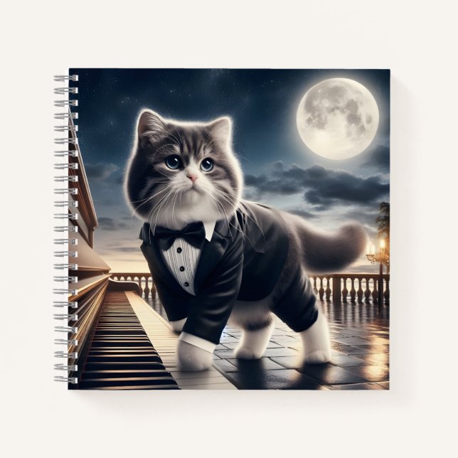 Cute Cat Pawdigy Plays a Moonlight Sonata Notebook (Front)