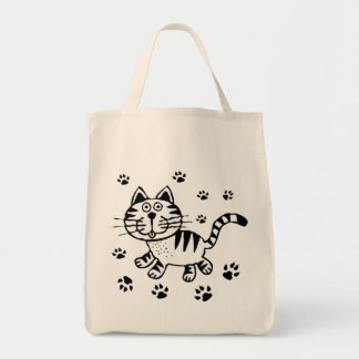CUTE CAT PAWS GROCERY TOTE