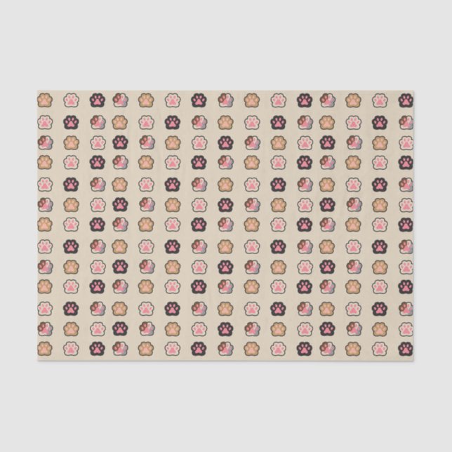 Cute Cat Paws Pattern Tissue Paper (Front)