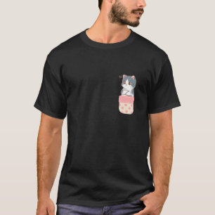 Cute Cat Peeking In Pocket Cat Lover Angry Kitty I T-Shirt