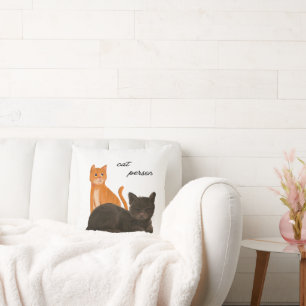 Cute Cat Person Throw Pillow