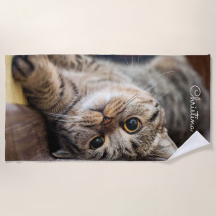 Cute Cat Personalized Beach Towel
