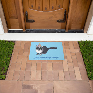 Cute Cat Personalized Birthday Party Doormats