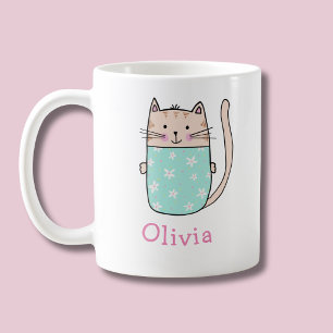 Cute Cat Personalized Custom Name Coffee Mug