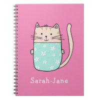 Cute Cat Personalized Custom Name Pink