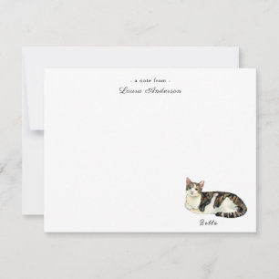 Cute cat personalized flat note card