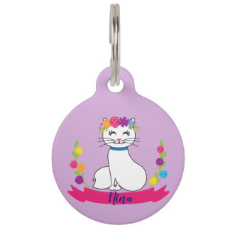 cute cat personalized name pet tag