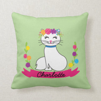 cute cat personalized name pillow