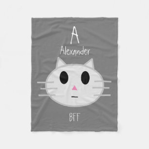 Cute Cat Personalized Pet BFF Name Customized Fleece Blanket