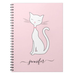 Cute Cat Personalized Pink Notebook