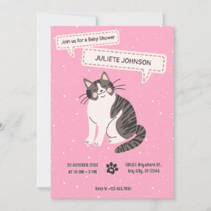 Cute cat pet baby shower invitation