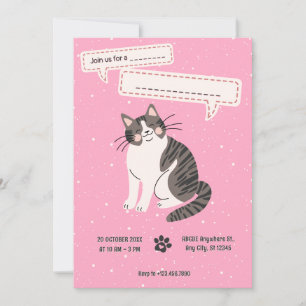 Cute cat pet  invitation