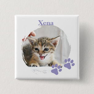 Cute Cat pet with customized name 2 Inch Square Button