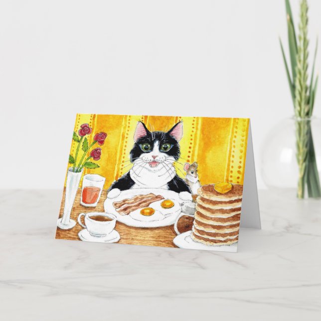 Cute Cat Petit-Déjeuner Carte Café (Devant)