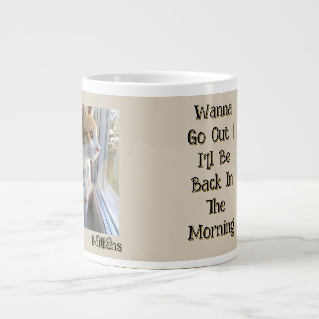 Cute Cat , Photo And Name Customizable, Funny Text Large Coffee Mug (Front)