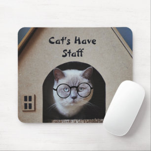 Cute Cat Photo Cats Have Staff Quote Funny Mouse Pad