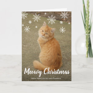 Cute Cat Photo Fun Modern Christmas Holiday Card