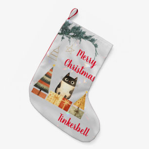 Cute Cat Photo Monogram Typography Christmas Fun Small Christmas Stocking