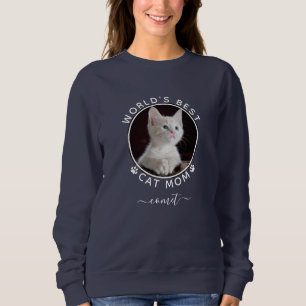 Cute Cat Photo Name White Paw Prints Personalized Sweatshirt