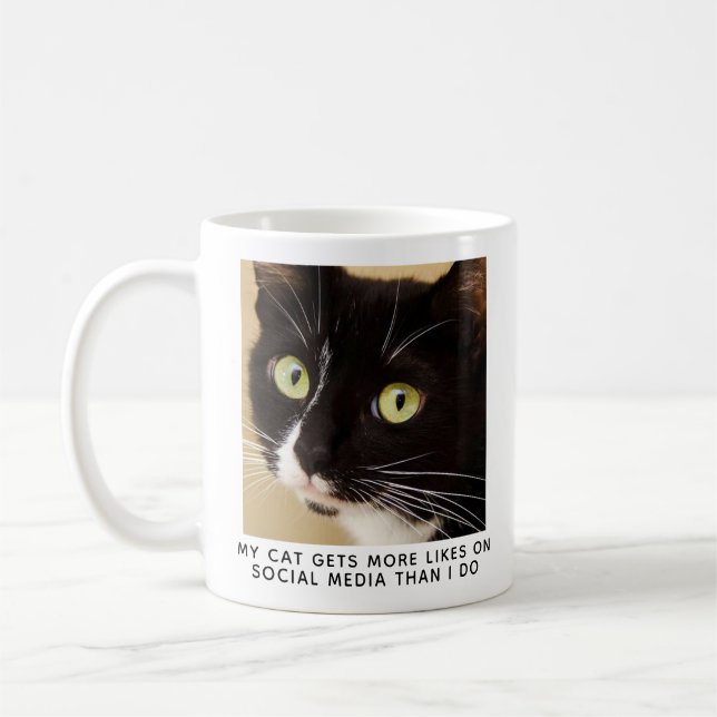 Cute Cat Photo Personalized Coffee Mug (Left)