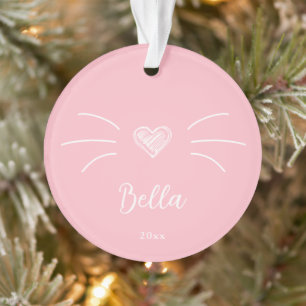 Cute Cat Photo Pink Ornament