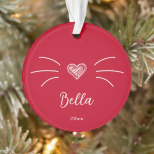 Cute Cat Photo Red Ornament