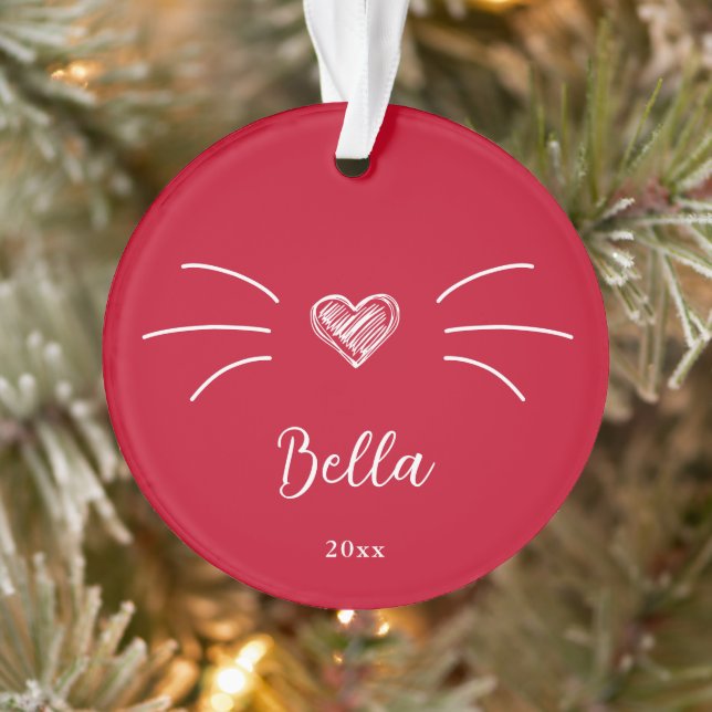 Cute Cat Photo Red  Ornament (Tree)