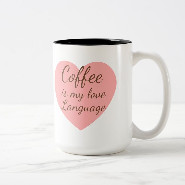 Cute Cat & Pink Heart Coffee Love Mug (Right)