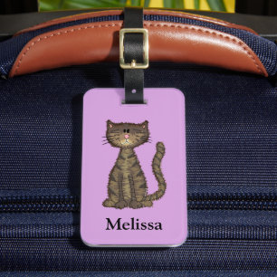 Cute Cat Pink Personalized Luggage Tag