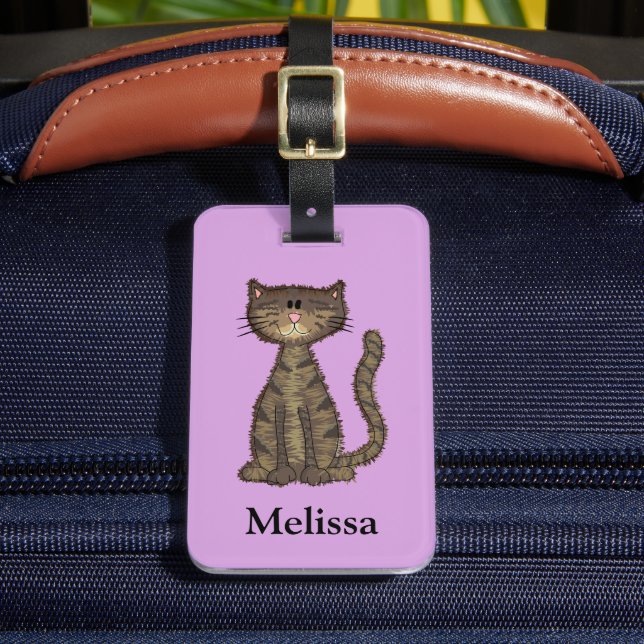Cute Cat Pink Personalized Luggage Tag (Front Insitu 2)