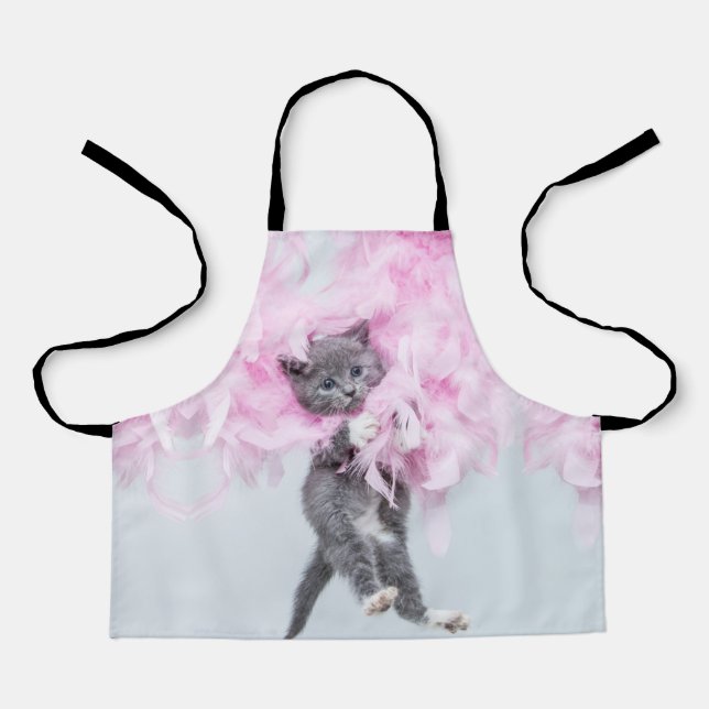 Cute Cat pink plume Apron (Front)
