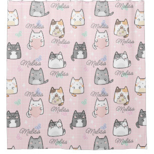 Cute Cat   Pink Repeating Name personalized girly
