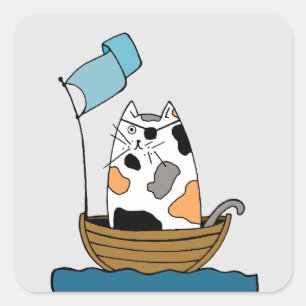 Cute Cat Pirate  Square Sticker