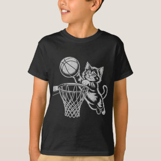 Cute Cat Playing Basketball Men Women Kids Funny C T-Shirt