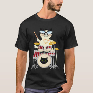 Cute Cat Playing Drum Drums & Cats   Drummer T-Shirt