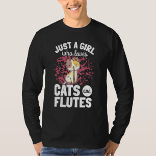 Cute Cat Playing Flute Player Saying Flutist I Kit T-Shirt