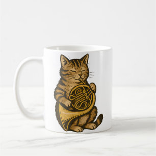 Cute Cat Playing French Horn Musician Music Coffee Mug