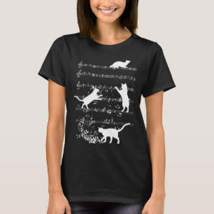 Cute Cat Playing Music Notes Jazz Day Jazz Musi T-Shirt