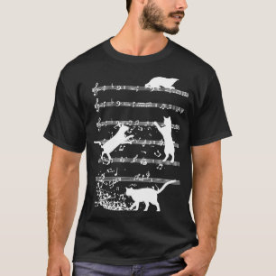 Cute Cat Playing Music Notes Jazz Day Jazz Musi T-Shirt