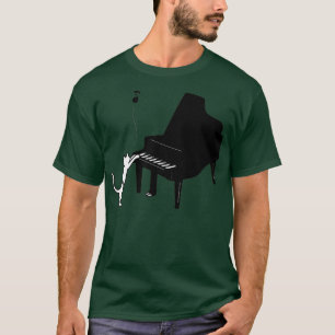Cute Cat Playing Piano Funny Musician Art Gift  1  T-Shirt
