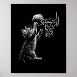 Cute Cat Playing Sketll Men Women Kids Funny Cat K Poster