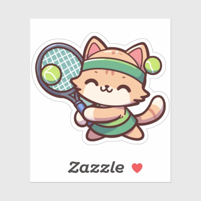 Cute Cat Playing Tennis - 02 (Sheet)